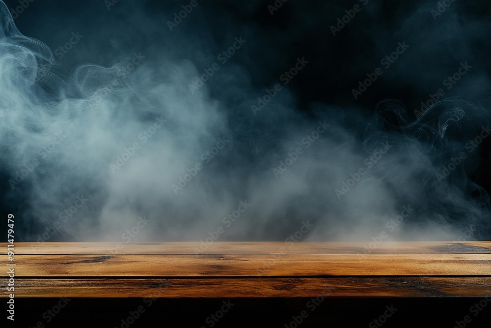 Mysterious and Captivating Smoke on Wooden Surface