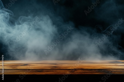 Obraz na płótnie Mysterious and Captivating Smoke on Wooden Surface w salonie