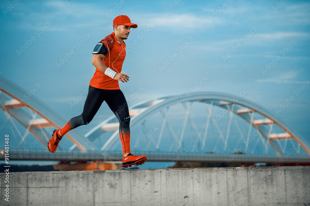 Fit Man Running Through the City Fit Man Running Through the City
