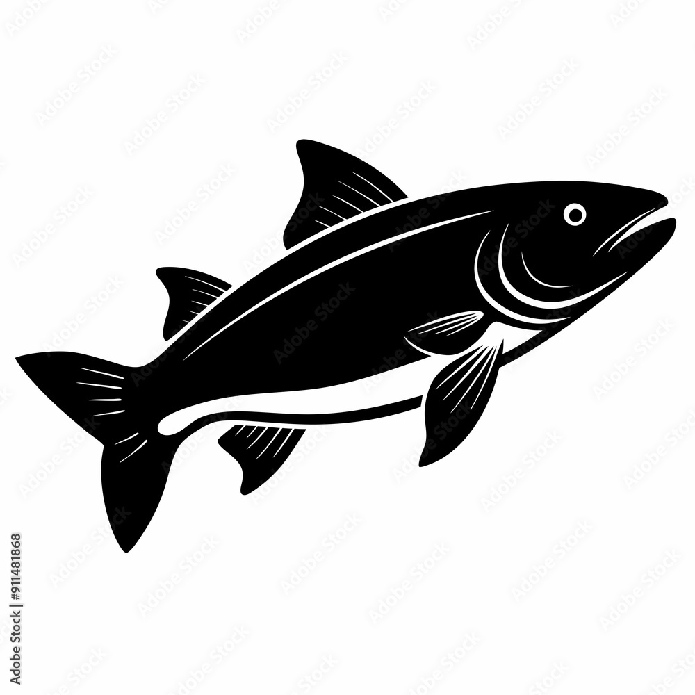 Fototapeta premium Trout Black silhouette