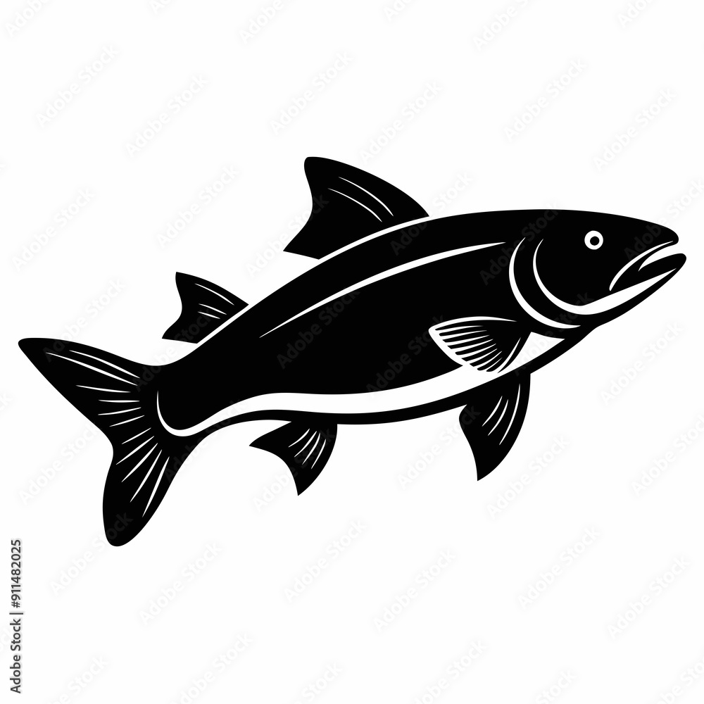 Fototapeta premium Trout Black silhouette