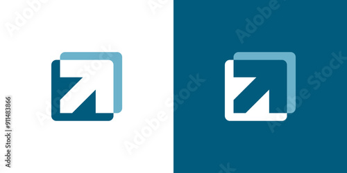Up arrow in the square icon logo geometric sign unusual check mark icon