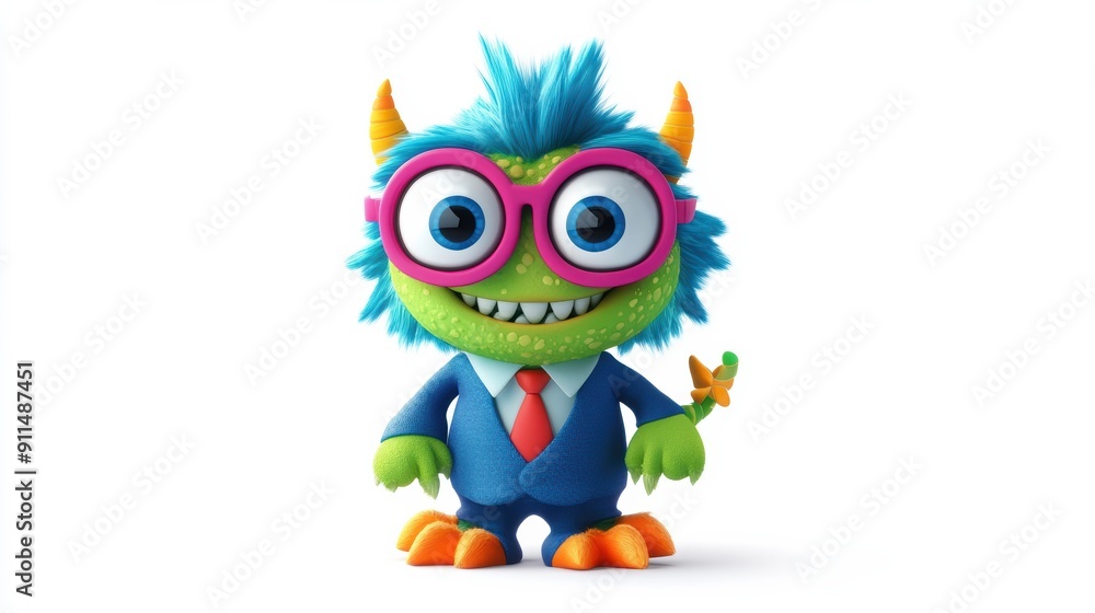 A colorful monster with glasses A colorful monster with glasses