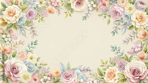 Exquisite pastel floral ornament frame perfect for wedding invitations or stationery , pastel, floral, ornament, frame