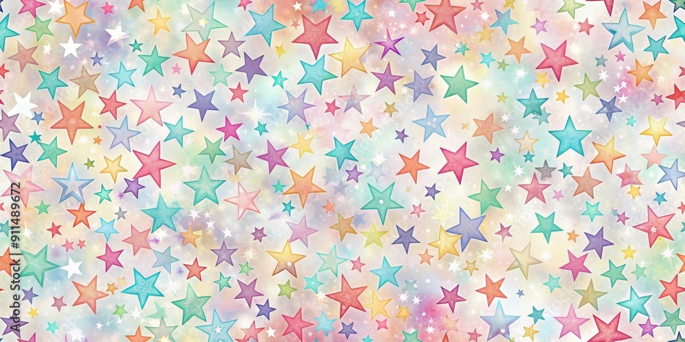 Fototapeta premium Seamless background filled with delicate colorful stars, stars, seamless, background, delicate, colorful, pattern