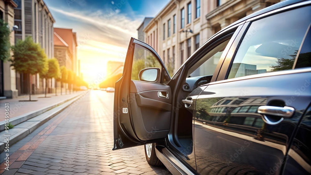 Obraz premium The Open Doorway: A Study in Contrast Generative AI