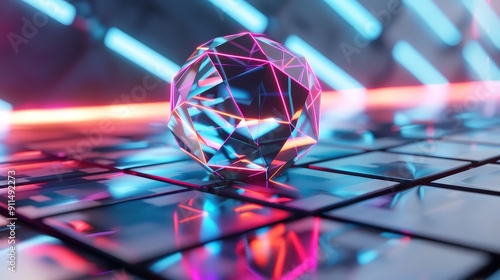 Futuristic Neon Glow  Vibrant High Tech Design with Geometric Shapes in High Resolution 8K