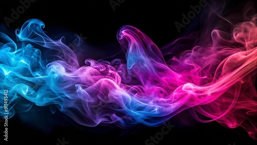 Abstract Vaporwave Smoke Waves on a Dark Background Generative AI