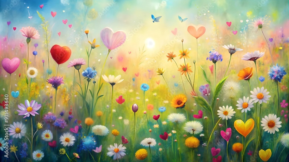 A Symphony of Pastel Hearts in a Spring Meadow AI Generated A Symphony of Pastel Hearts in a Spring Meadow AI Generated
