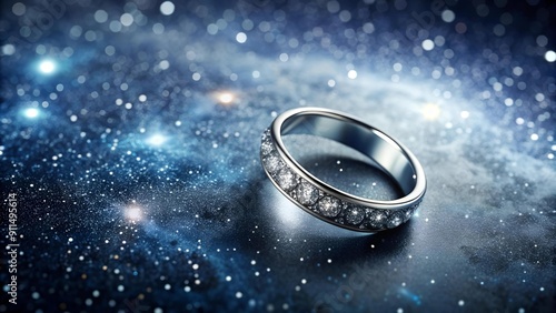 Celestial Silver Ring with Diamond Dust Generative AI