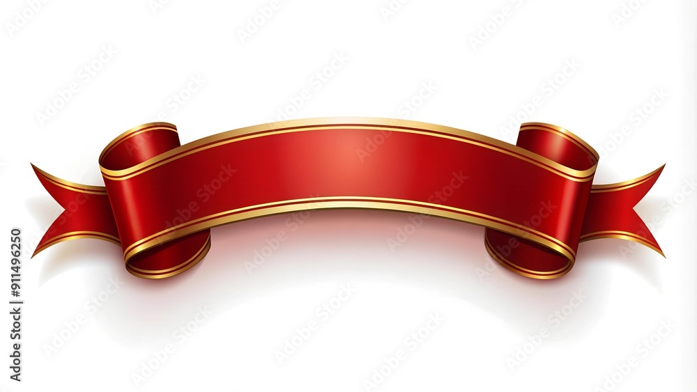 Elegant Red and Gold Curved Ribbon Banner with Blank Space for Text - Classic Design AI generated Elegant Red and Gold Curved Ribbon Banner with Blank Space for Text - Classic Design AI generated