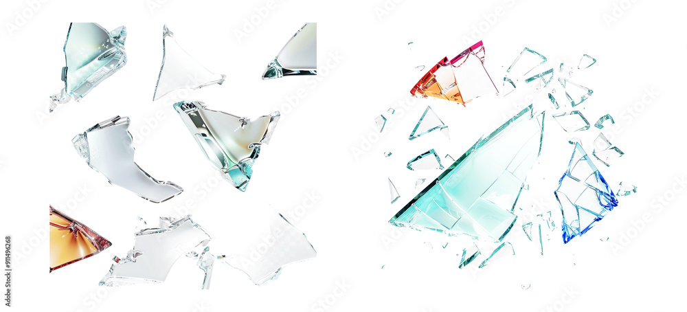 pieces of broken glass isolated on a transparent background pieces of broken glass isolated on a transparent background