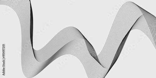 Abstract vector background with black wavy lines.