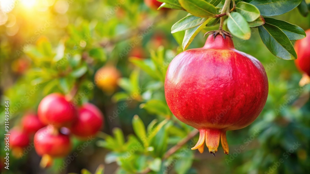 Pomegranate plant with ripe fruit in a garden, pomegranate, plant, fruit, garden, healthy, organic, freshness, antioxidant Pomegranate plant with ripe fruit in a garden, pomegranate, plant, fruit, garden, healthy, organic, freshness, antioxidant