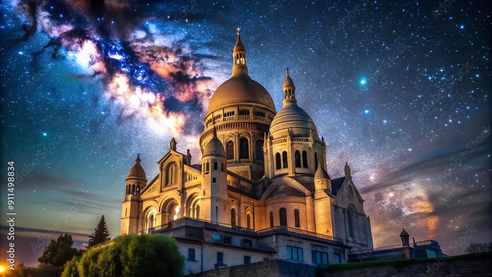 Celestial Illumination: Saint-Pierre de Montmartre under the Night Sky Generative AI Celestial Illumination: Saint-Pierre de Montmartre under the Night Sky Generative AI