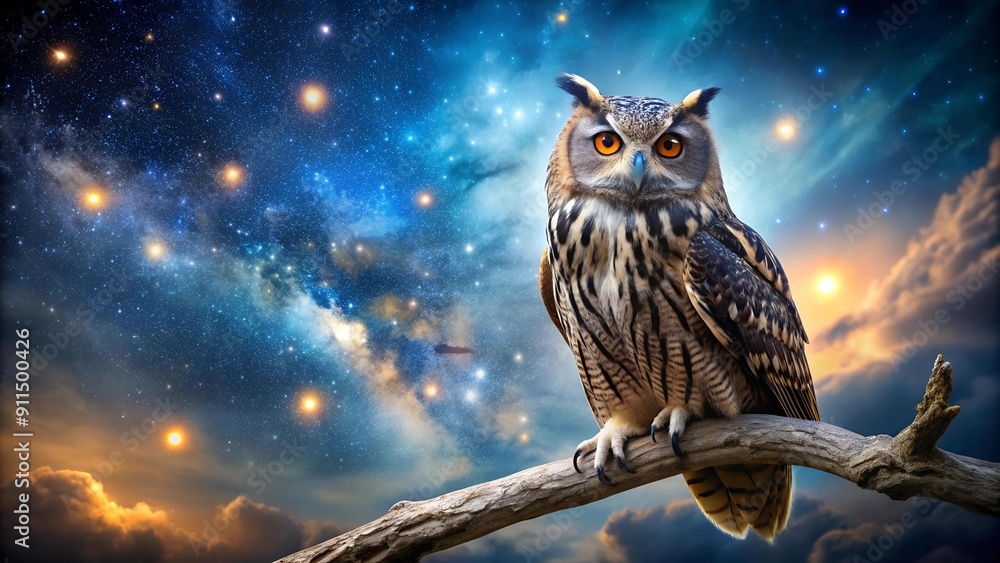 A Solitary Owl Perched on a Branch, Gazing into the Moonlight AI Generated A Solitary Owl Perched on a Branch, Gazing into the Moonlight AI Generated