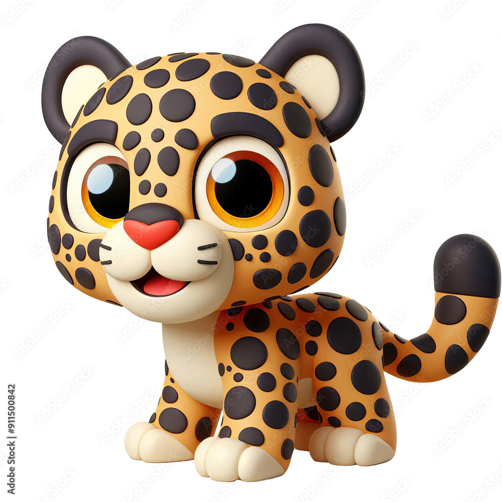Cute cartoon leopard character with big eyes and orange fur; perfect for children's books, animations, and fun projects. Cute cartoon leopard character with big eyes and orange fur; perfect for children's books, animations, and fun projects.