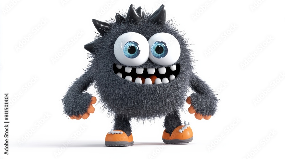 A cartoon monster with big eyes and a big smile A cartoon monster with big eyes and a big smile