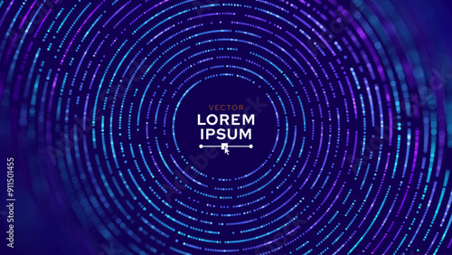 Big Data Visualization. Circular Particles Dots Vortex Abstract Galaxy. Futuristic Science or Finance Infographic Design. Complex Visual Data Background. Abstract Data Flowing. Vector Illustration.