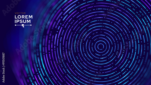 Big Data Visualization. Circular Particles Dots Vortex Abstract Galaxy. Futuristic Science or Finance Infographic Design. Complex Visual Data Background. Abstract Data Flowing. Vector Illustration.