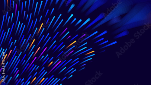 Digital Data Flow Speed Lines Background. Big Data Technology Lines. Fast Wireless Data Transmission. High Speed of Light Trails. Information Flow in Virtual Reality Cyberspace. Vector Illustration.