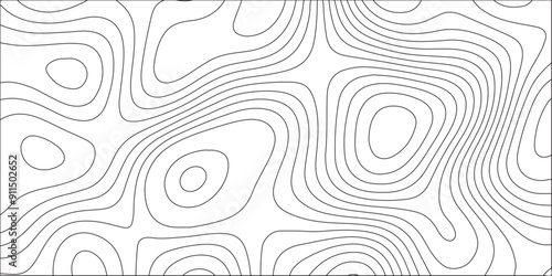 Ocean topographic line map with curvy wave isolines vector illustration with landscape terrain texture grid. Geographic contour map paper texture imitation & geographic mountain relief.