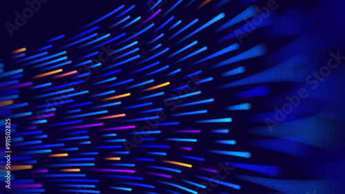 Digital Data Flow Speed Lines Background. Big Data Technology Lines. Fast Wireless Data Transmission. High Speed of Light Trails. Information Flow in Virtual Reality Cyberspace. Vector Illustration.