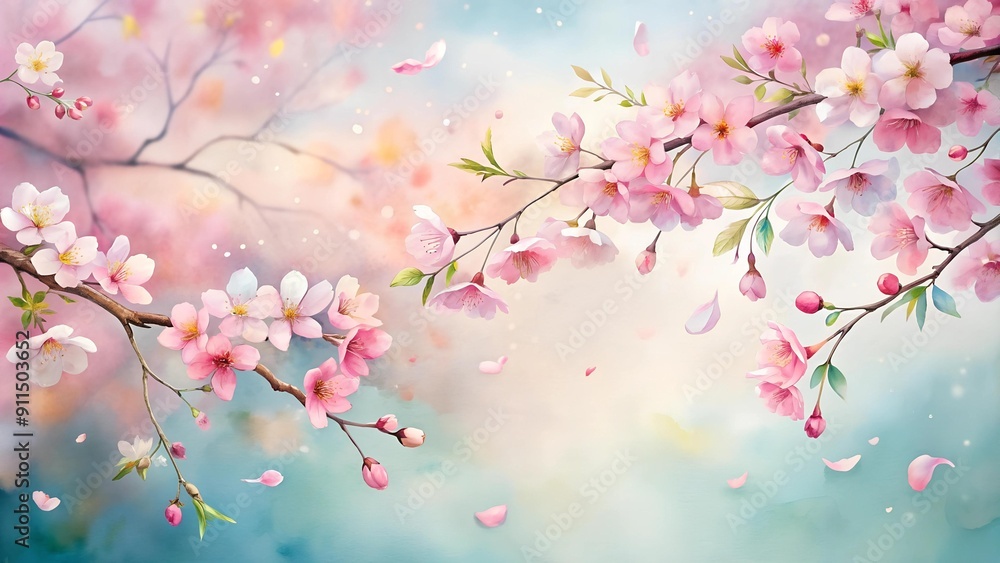 Ephemeral Elegance: A Watercolor Symphony of Cherry Blossoms Generative AI Ephemeral Elegance: A Watercolor Symphony of Cherry Blossoms Generative AI