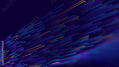 Digital Data Flow Speed Lines Background. Big Data Technology Lines. Fast Wireless Data Transmission. High Speed of Light Trails. Information Flow in Virtual Reality Cyberspace. Vector Illustration.