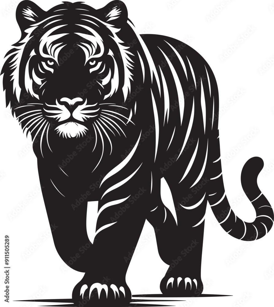 Tiger Silhouette isolated on white background Minimalist tiger vector shape icon Tiger Silhouette isolated on white background Minimalist tiger vector shape icon