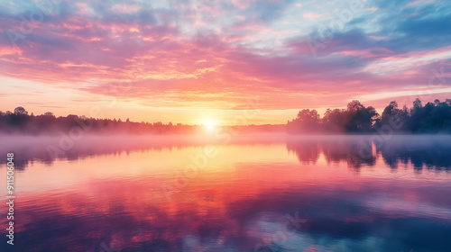 sunrise over the lake