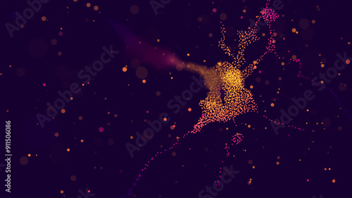 Biology Cell Scientific Medical Research Background. Science Blue Cells Backdrop with Depth of Field Blur Particles Effect. Futuristic Plant Microbiology. Blue Virus Cells Vector Illustration.