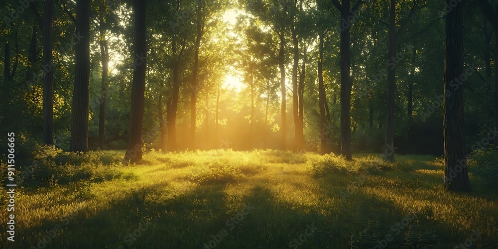 Sunbeams Through Forest Trees Sunbeams Through Forest Trees