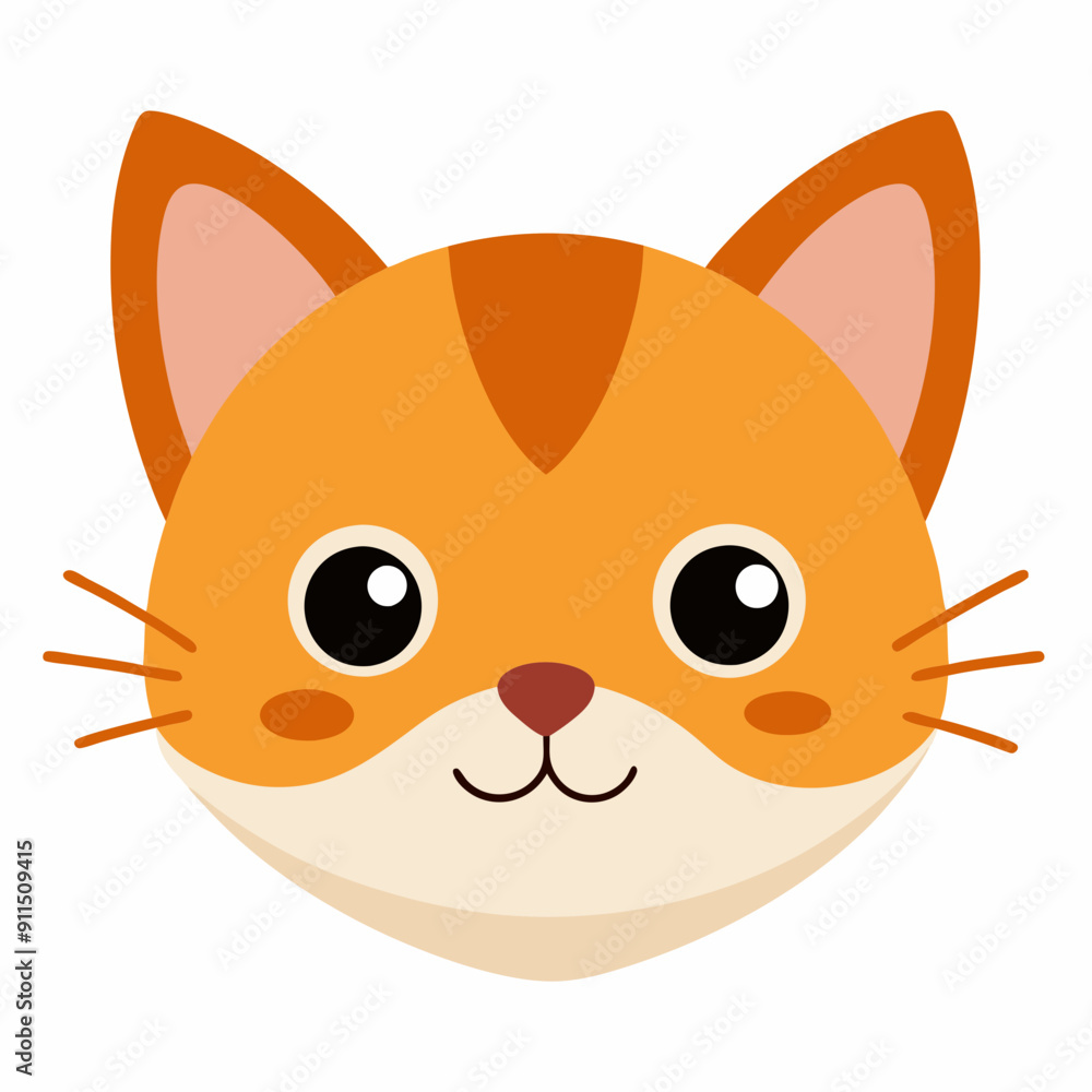 Cat Head Vector Illustration - Cartoon, Clipart, Line Art Design Cat Head Vector Illustration - Cartoon, Clipart, Line Art Design