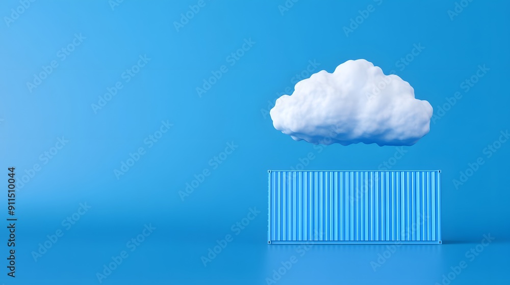 Minimalist cloud with white bars resembling rain on blue background. Concept of rainy weather and simplicity in design. Minimalist cloud with white bars resembling rain on blue background. Concept of rainy weather and simplicity in design.