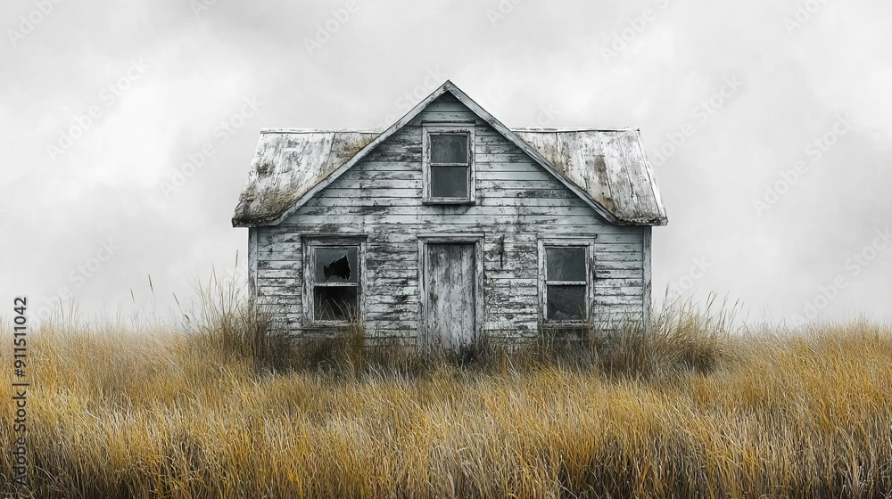 Abandoned house in a field Abandoned house in a field
