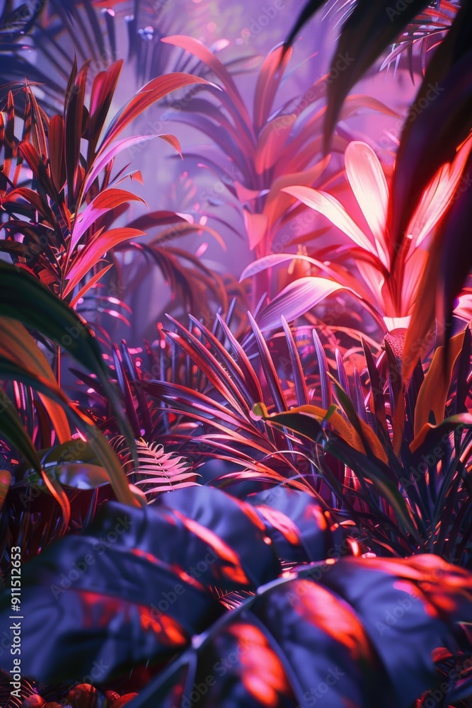 Fototapeta premium A picture of different types of plants growing on a lush green grassy lawn