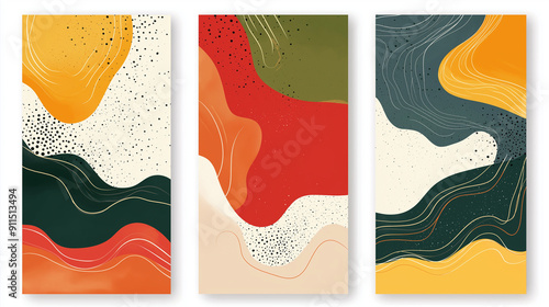 group of three abstract pattern