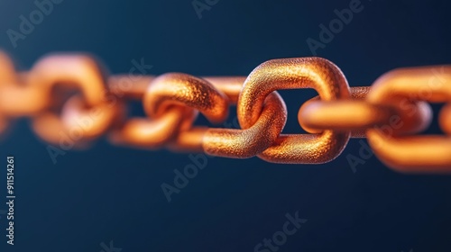 Close-up of a rusty orange chain link against a dark background, symbolizing strength and connectivity.