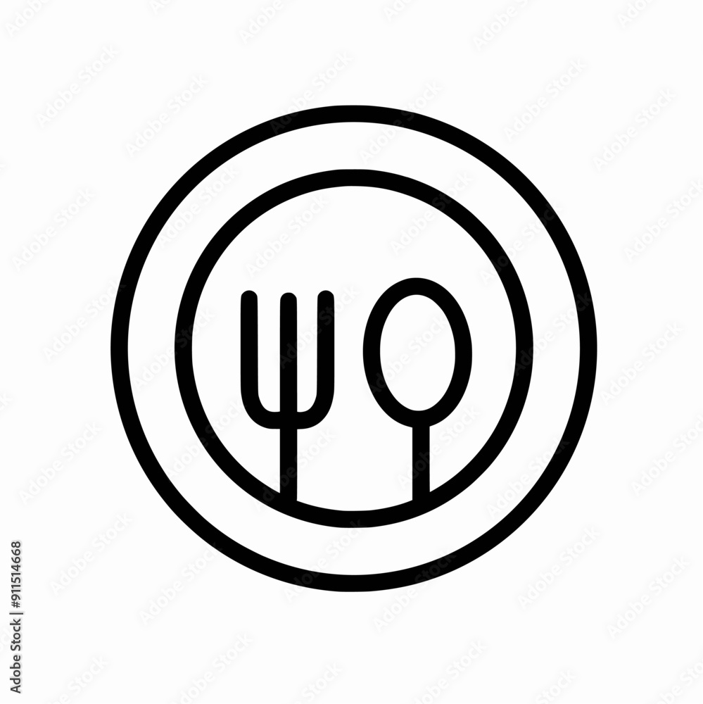 Restaurant menu design featuring a menu icon and restaurant icon for easy identification, Cutlery set on a plate featuring a fork, spoon isolated on white background, Vector Illustration Restaurant menu design featuring a menu icon and restaurant icon for easy identification, Cutlery set on a plate featuring a fork, spoon isolated on white background, Vector Illustration