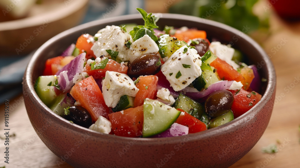 Refreshing Greek salad with crisp veggies, creamy feta, and juicy olives. A healthy and vibrant dish that's perfect for a light meal or side. Refreshing Greek salad with crisp veggies, creamy feta, and juicy olives. A healthy and vibrant dish that's perfect for a light meal or side.