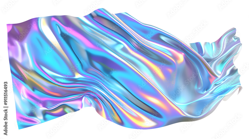 Fototapeta premium abstract shapes. white background. iridescent colors. 3d render. soft light. transparent glassy textures. large abstract blob shape
