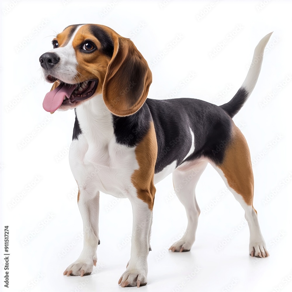 Happy beagle dog collection (sitting, standing, portrait, lying) isolated on a white background, animal bundle Happy beagle dog collection (sitting, standing, portrait, lying) isolated on a white background, animal bundle