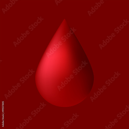 Dynamic 3D blood drop set on a captivating red backdrop.