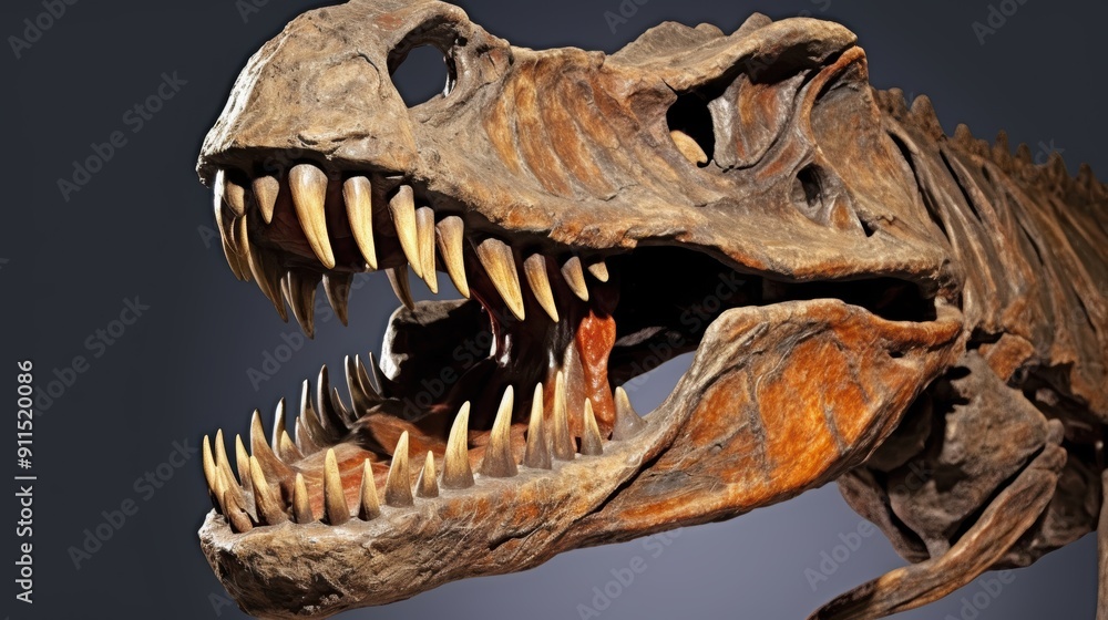 Obraz premium Tyrannosaurus Rex Dinosaur Skull Fossil Close Up