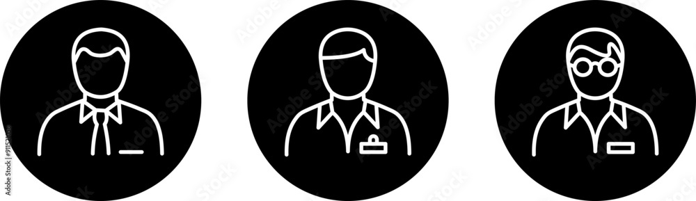 business people line icon set. Business people thick line vector symbol. Solid black background. Vector illustration. business people line icon set. Business people thick line vector symbol. Solid black background. Vector illustration.