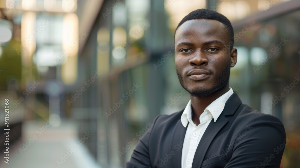 Fototapeta premium Bold stare of an African entrepreneur ready to seize opportunities.