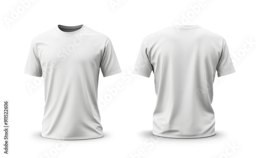 Front and back of a white t-shirt on a white or transparent background