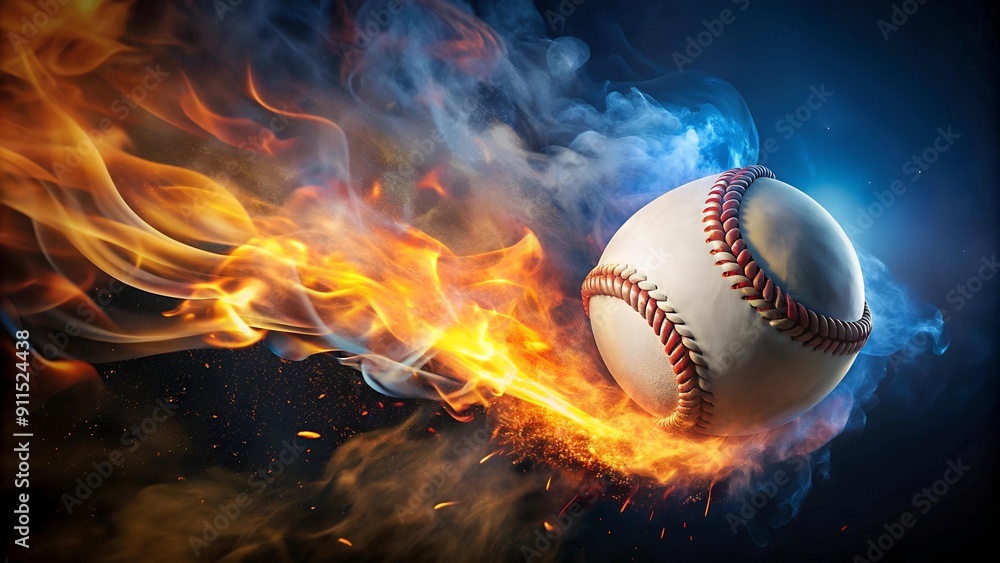 A blazing baseball arc through the air AI generated A blazing baseball arc through the air AI generated