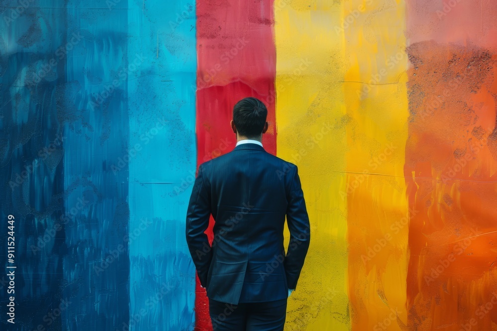 Businessman with an abstract color backdrop. Businessman with an abstract color backdrop.
